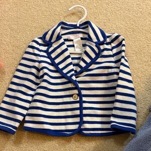 Janie and Jack Navy and Cream Striped Blazer